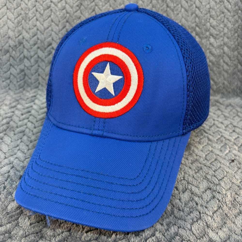 Marvel Captain America Shield Mesh Back Stretch Fit Baseball Hat‎ Blue